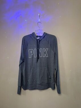 PINK Victoria's Secret women Charcoal Zip-Up Hoodie SZ L